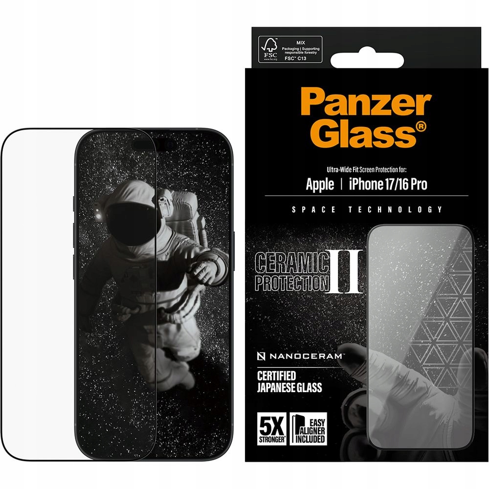 Sklo pro iPhone 17/16 Pro, PanzerGlass, tvrzené na displej, ochranné