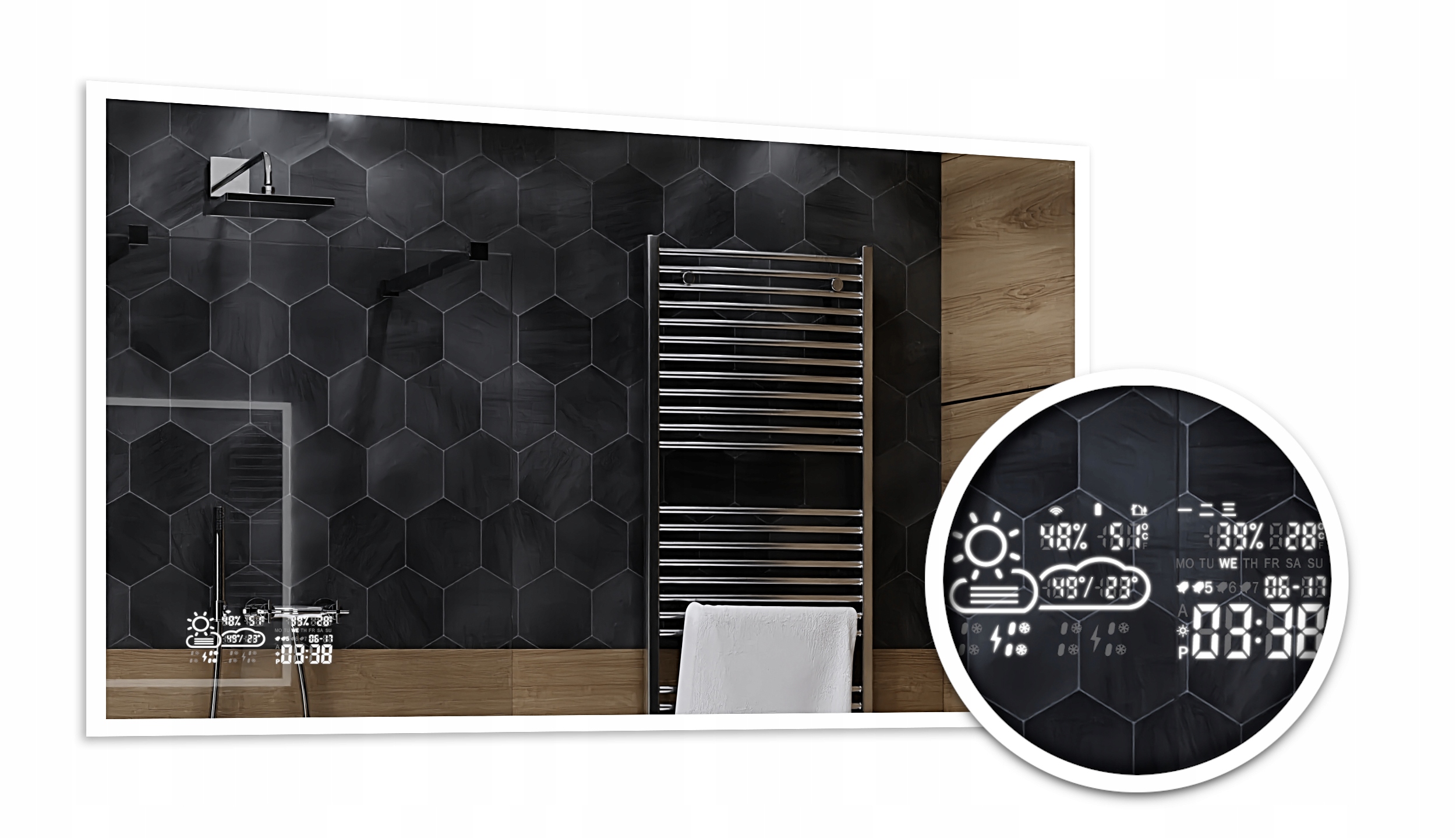 Lustro LEDOWE LED piaskowane 110x80 - BOSTON - Wysokość 800 mm