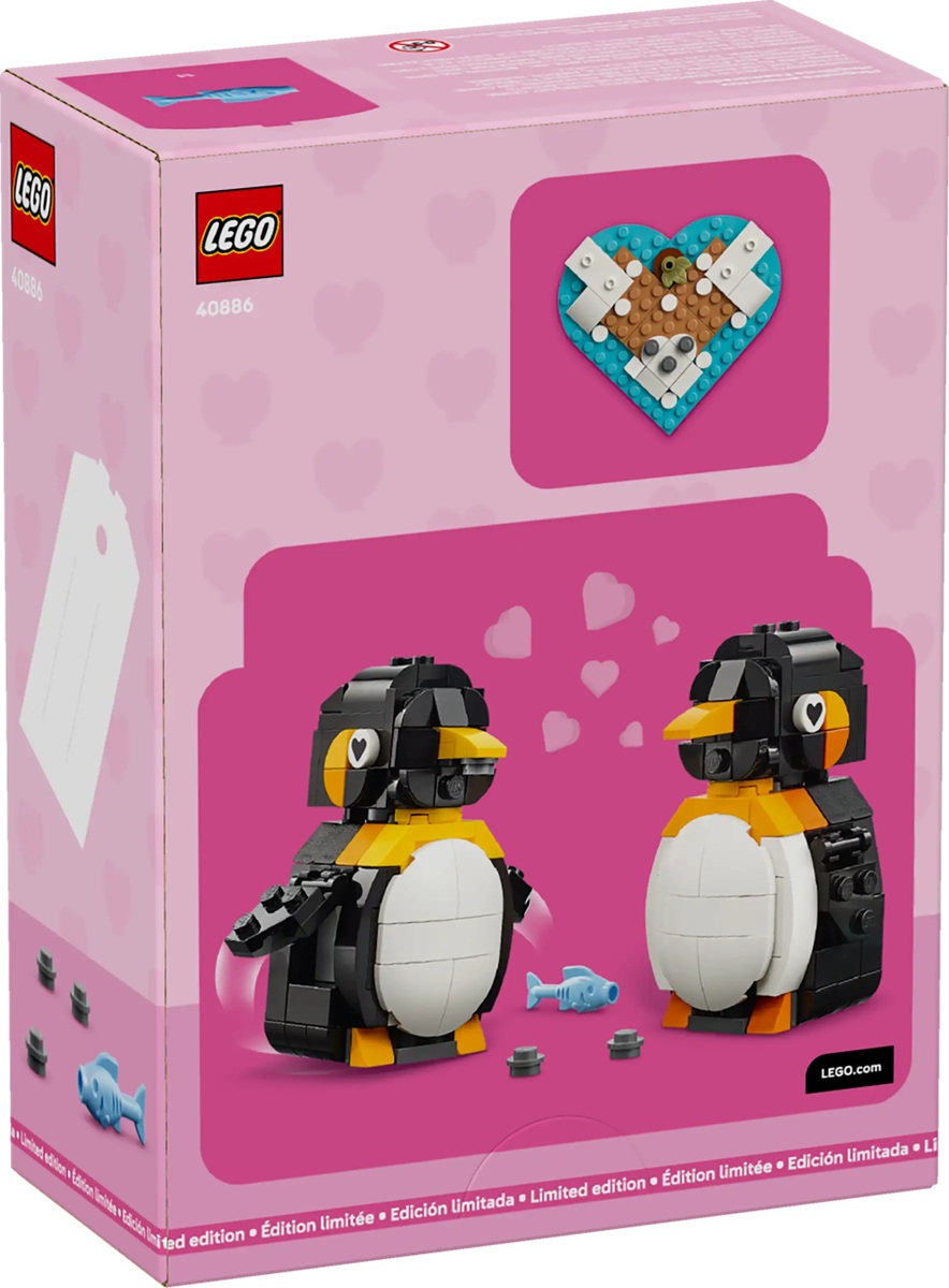 Lego 40886 Zamilovaní tučňáci srdce jako podložka na dárek k Valentýnu