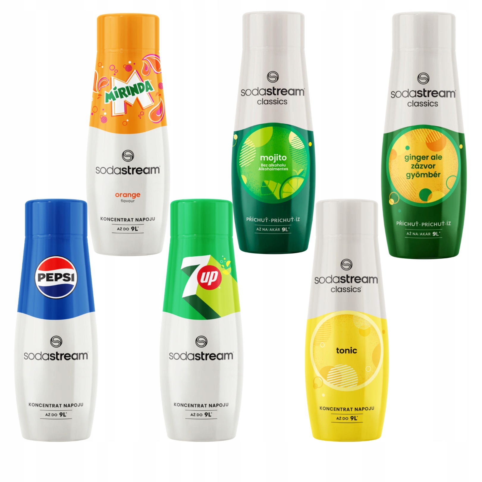 Mix syropów SodaStream koncentrat Pepsi, Mirinda, 7UP, Mojito, Tonik, Imbir
