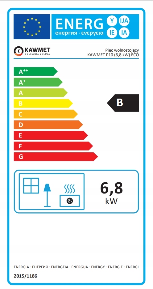 Piec piecyk kominek żeliwny wolnostojący koza KAWMET P10 ECO 6,8 kW k7 — 8