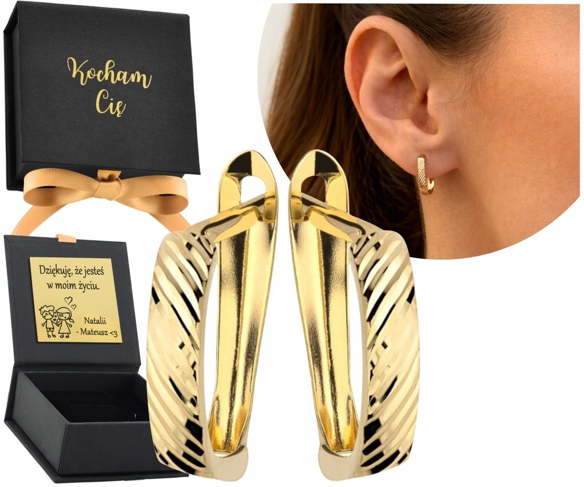 Zlaté Náušnice Diamantové Anglické Nařezané Efekt Gravírování Dárek