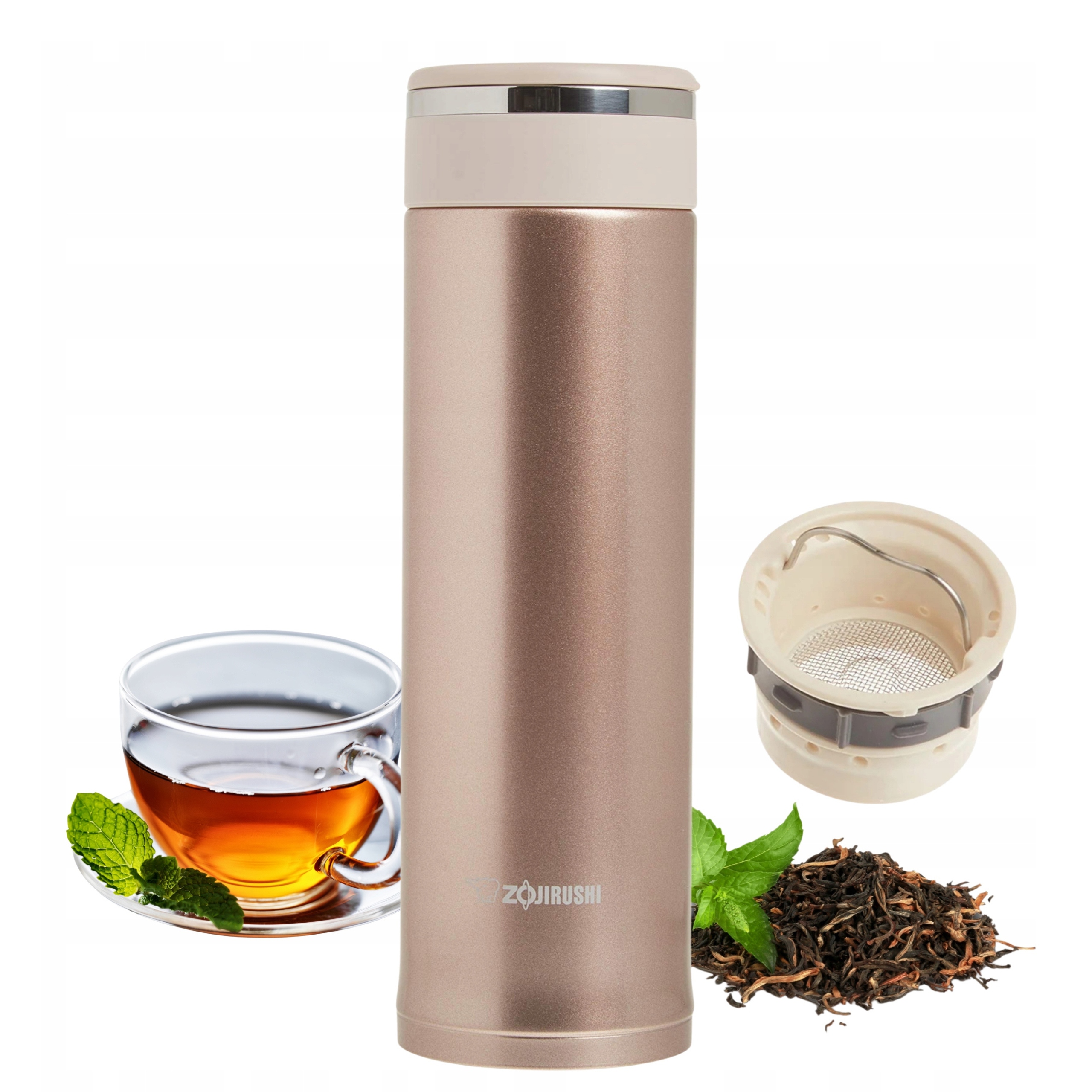 Żłoty kubek termiczny z sitkiem na herbatę Zojirushi SM-JTE46-PX 460 ml