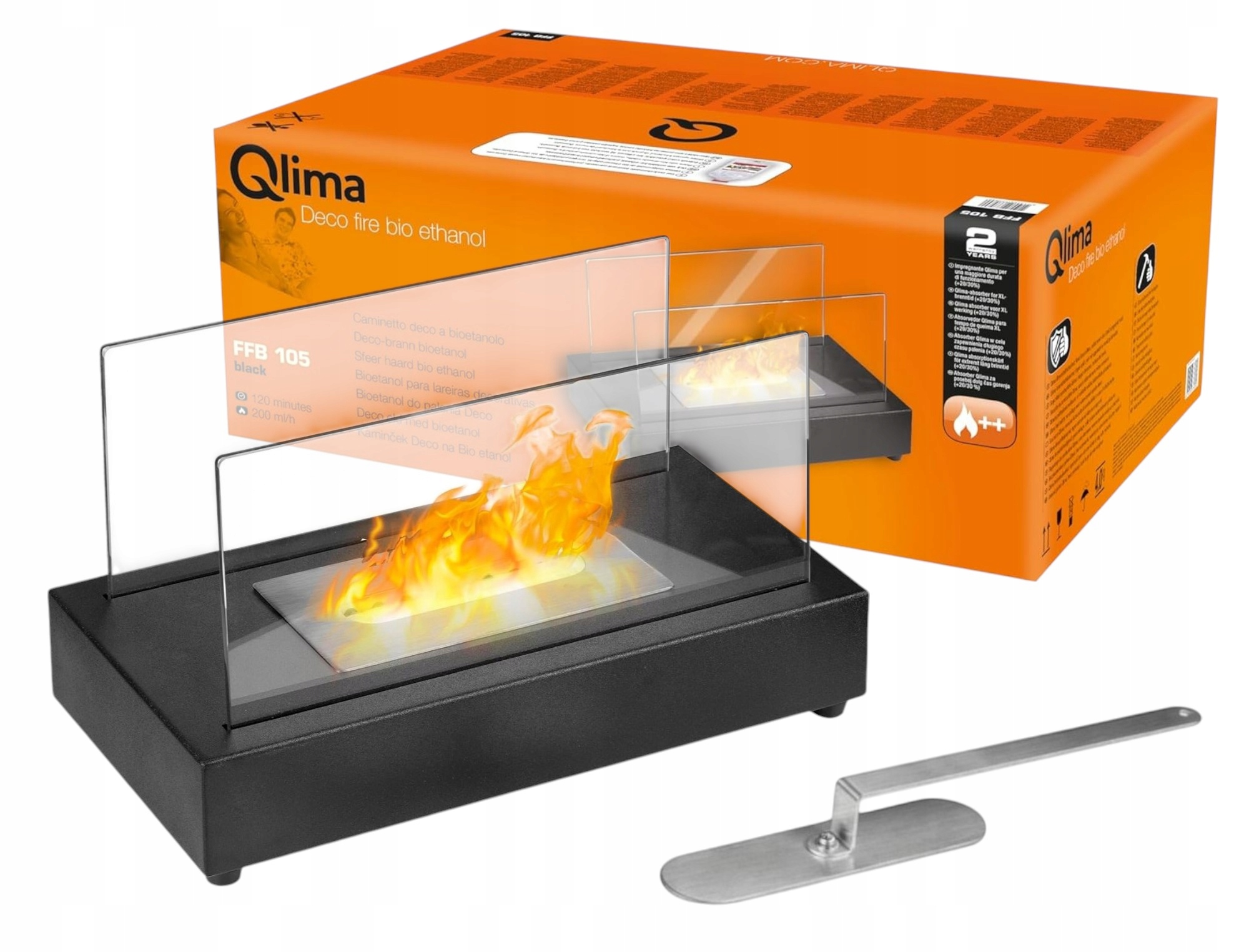 BIOKOMINEK WOLNOSTOJĄCY NA STÓŁ DOM TARAS BIOETANOL CZARNY QLIMA FFB 105