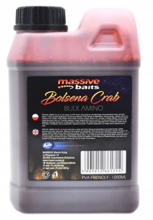 Zálivka Massive Baits Liquid Bulk Amino Bolsena Crab 1L