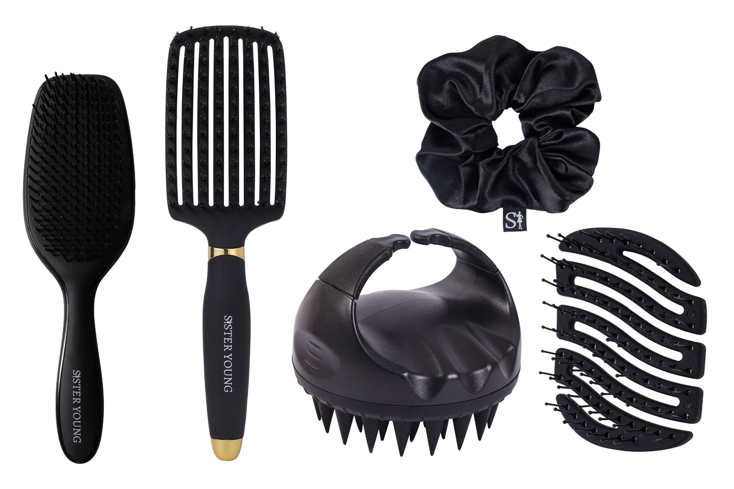 Sada kartáčů na vlasy Masážní Přístroj Scrunchie Rozčesávání Péče