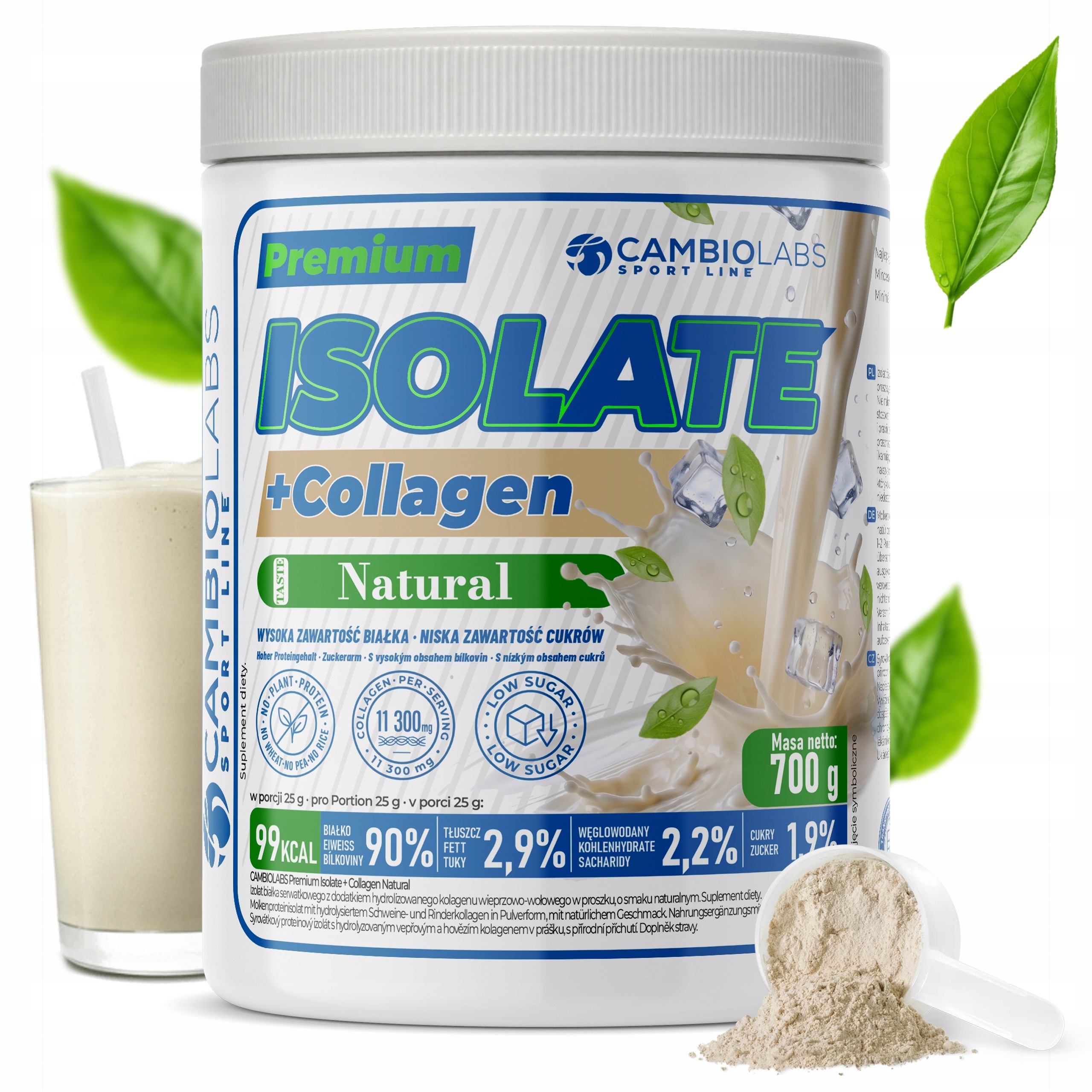 Proteinový syrovátkový izolát kolagen 700 g přírodní doplněk stravy bez přidaného cukru