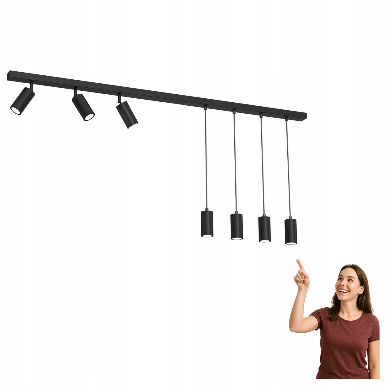 Sedembodová závesná lampa s reflektormi Link 5190 Luminex