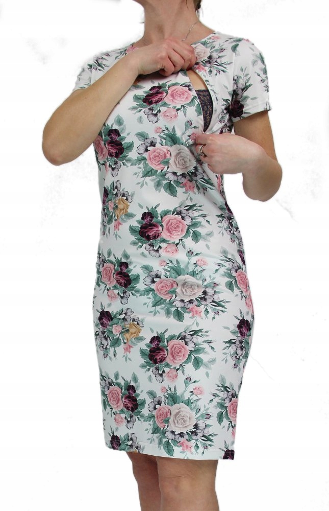 Šaty na kojení elegantní kytičky XL bonus