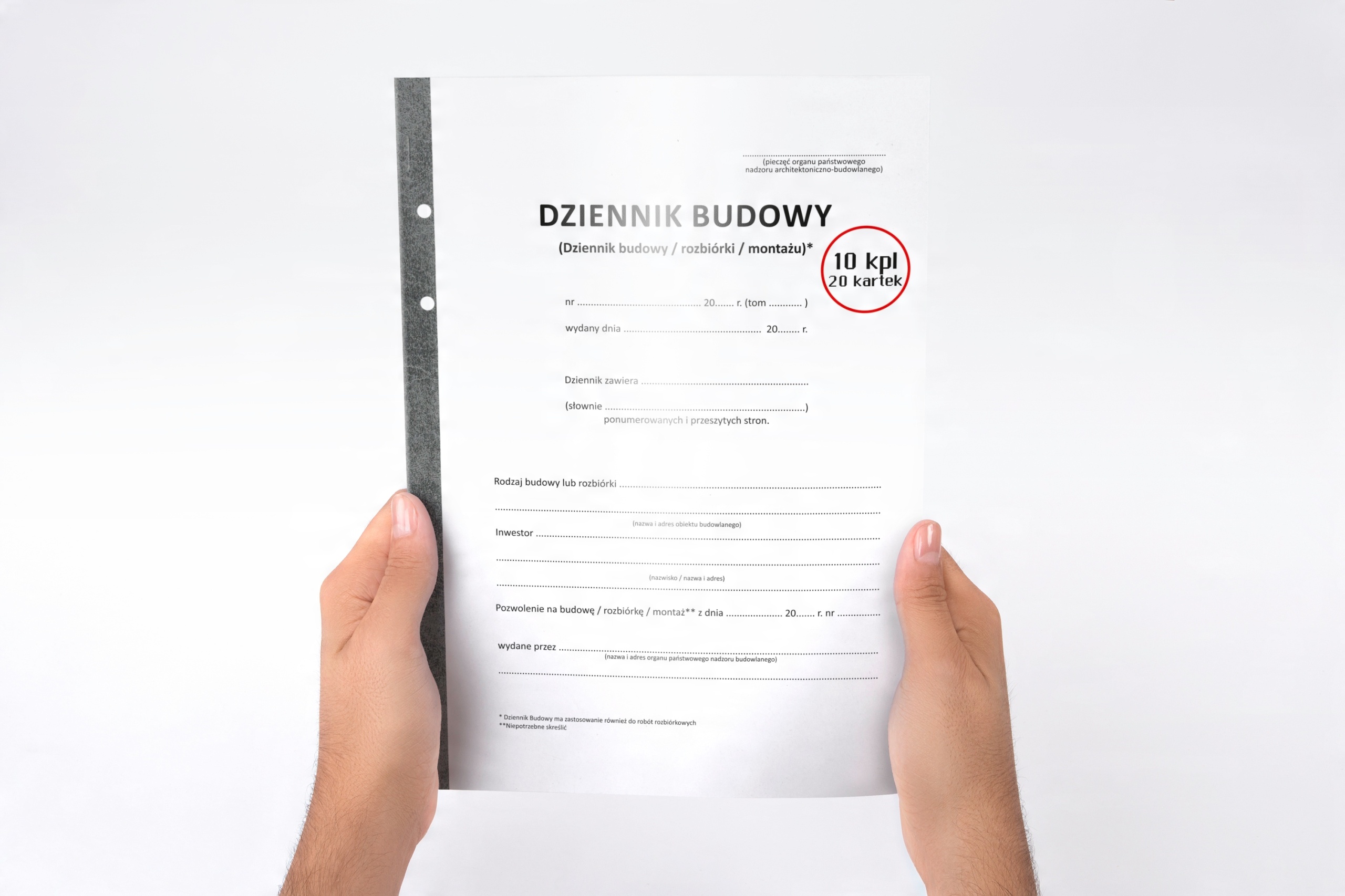 

Dziennik budowy 20 kartek (10 kpl.) Samokopiujący