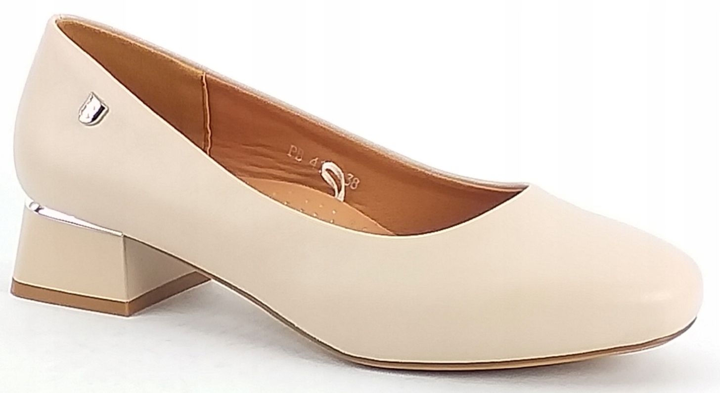 Czółenka Sergio Leone PB417 Damskie Półbuty Na Słupku Stabilne Cielisty 38