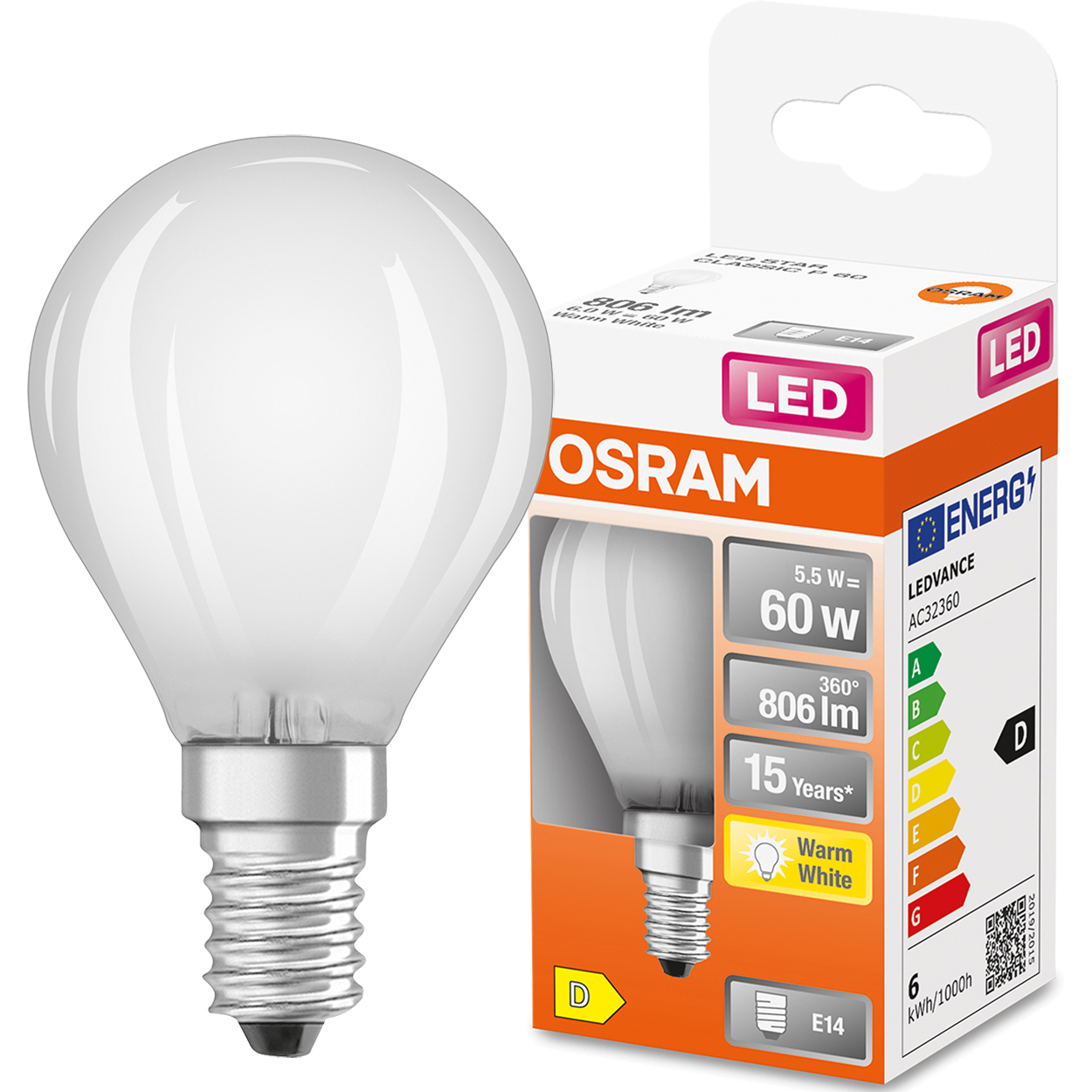 

Żarówka Led Mała Kulka E14 5,5W 60W 2700K Osram