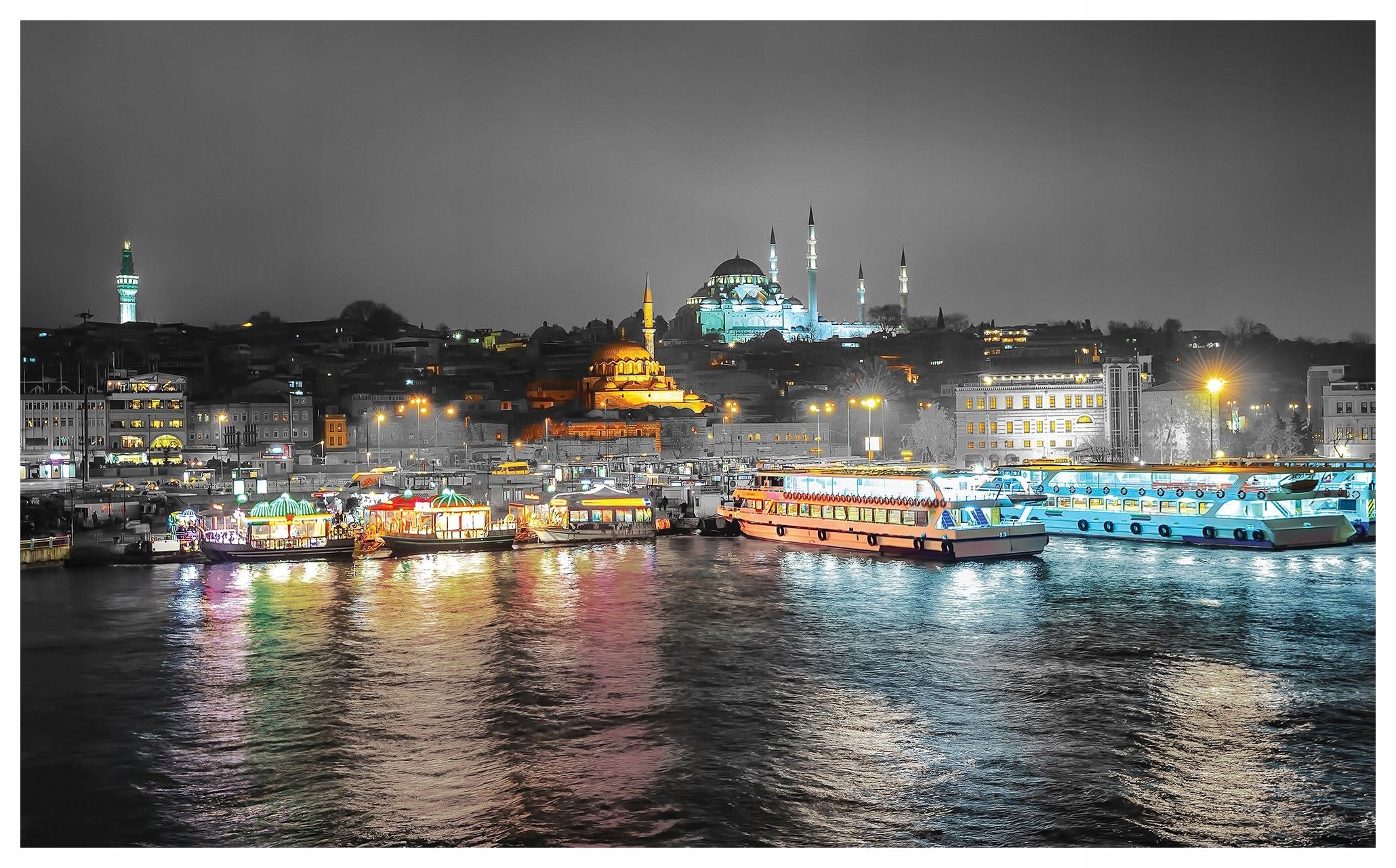 Fototapeta Město v ohni Noční panorama s odrazem 368x254 lepidlo