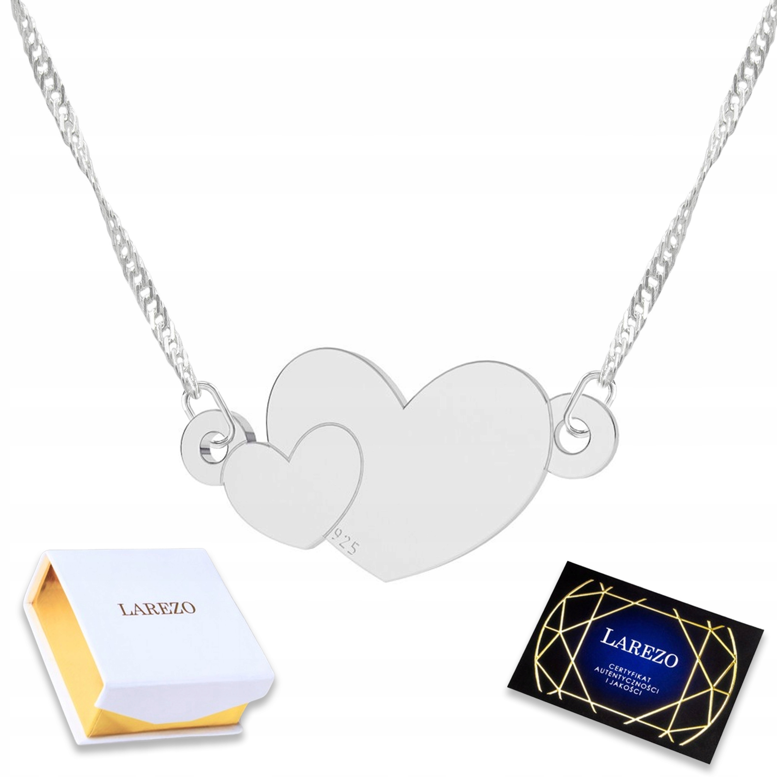 Stříbrný náhrdelník Dvojité srdce Srdíčka Láska Miluji Stříbro 925