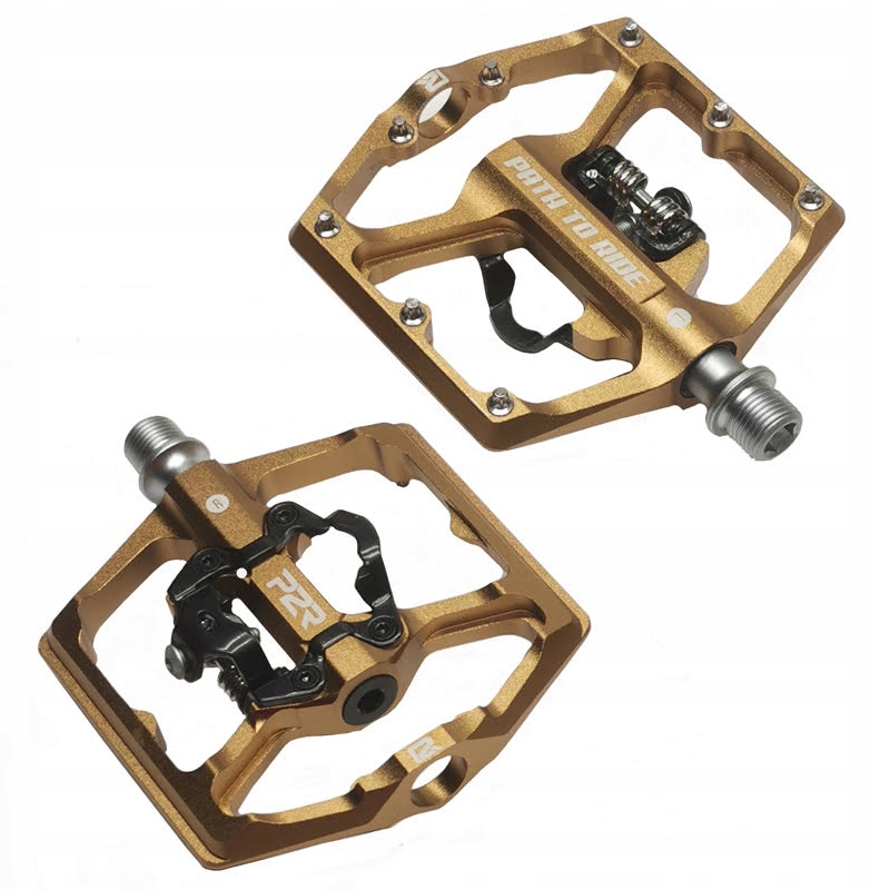 Pedały Rowerowe Dwustronne Platformowe Spd Duże Aluminiowe Z Blokami Lekkie