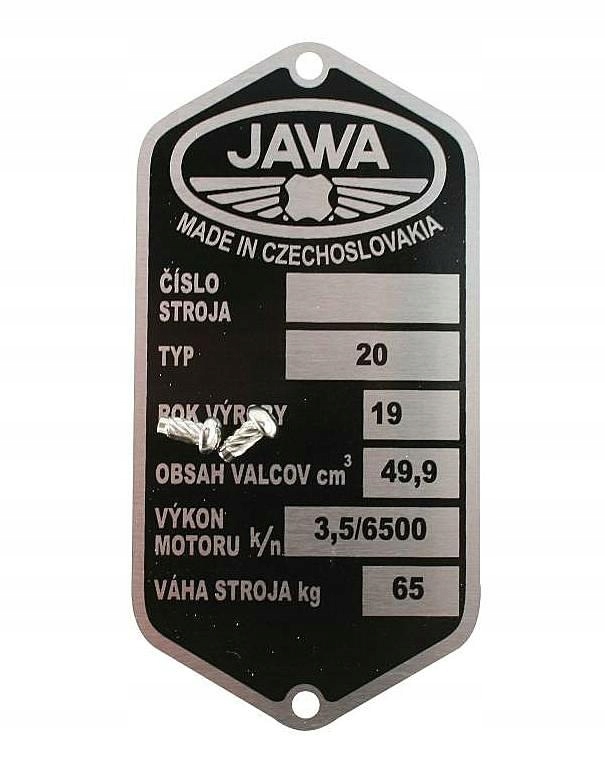 

Tabliczka ramy znamionowa Jawa Jawka 50 Pioneer 20