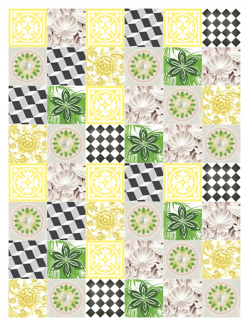 Vliesová fototapeta Květiny Geometrie Mozaika Žluto-zelená 206x275 lepidlo