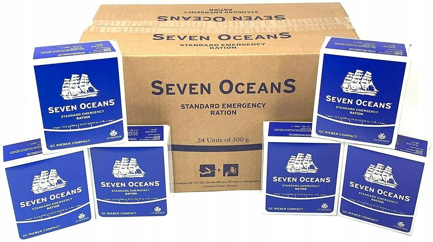 24x Racje żywnościowe Seven Oceans 500g 2500 kcal Na sucho mokro baton 2030