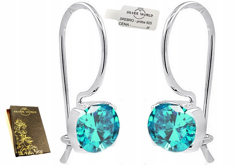 

Kolczyki Srebrne 925 Wiszące .Cyrkonie Swarovski