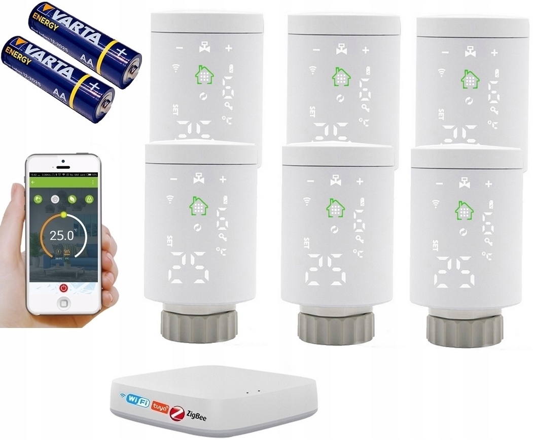 Tuya ZigBee 6 x Termostatová Hlavica Wifi Centrála