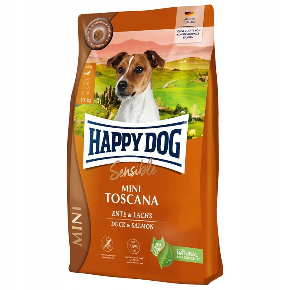 Levně Happy Dog Mini Toscana 4KG Kachna A Losos Krmivo Středomořské Bylinky