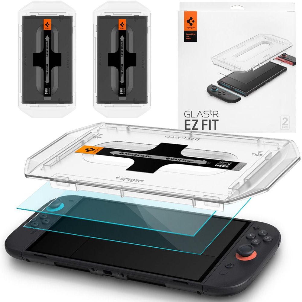 2x Sklo na displej Spigen Rychlé ochranné sklo pro konzoli Nintendo Switch 2