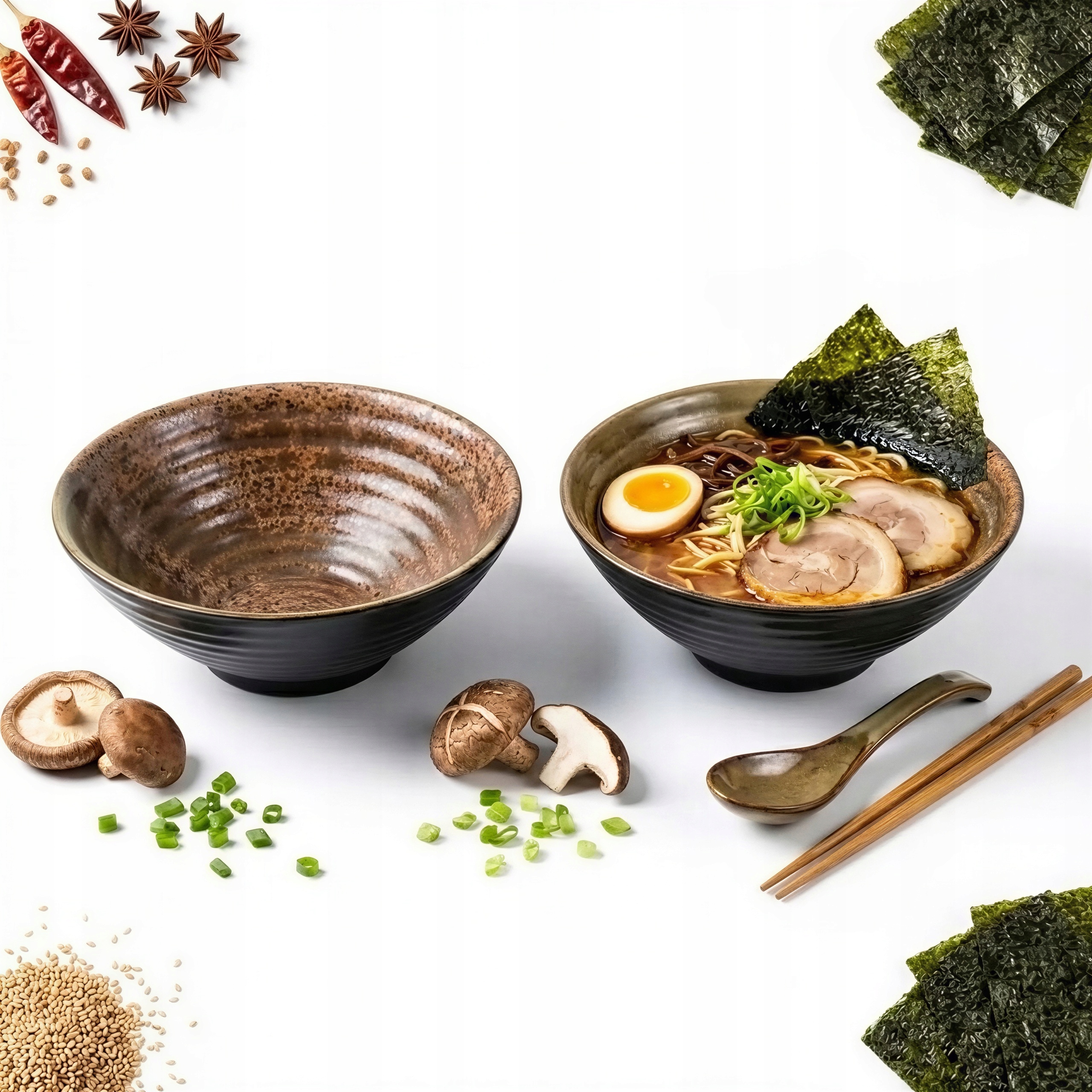 Miska Talíř Hluboký Obědový Set 2 ks 1L Na Těstoviny Polévky Ramen Ø20,7