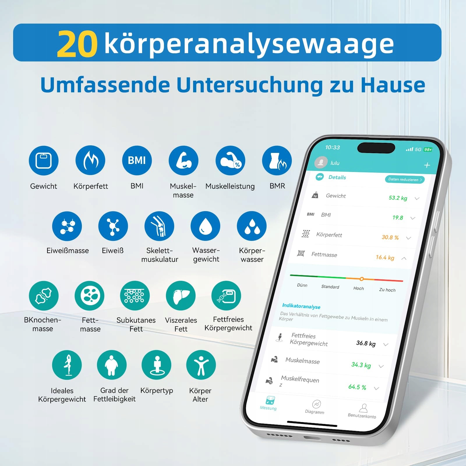 LEPULSE P1 Waga Analizująca z Aplikacją Czarna dla 24 Użytkowników — miniatura 5