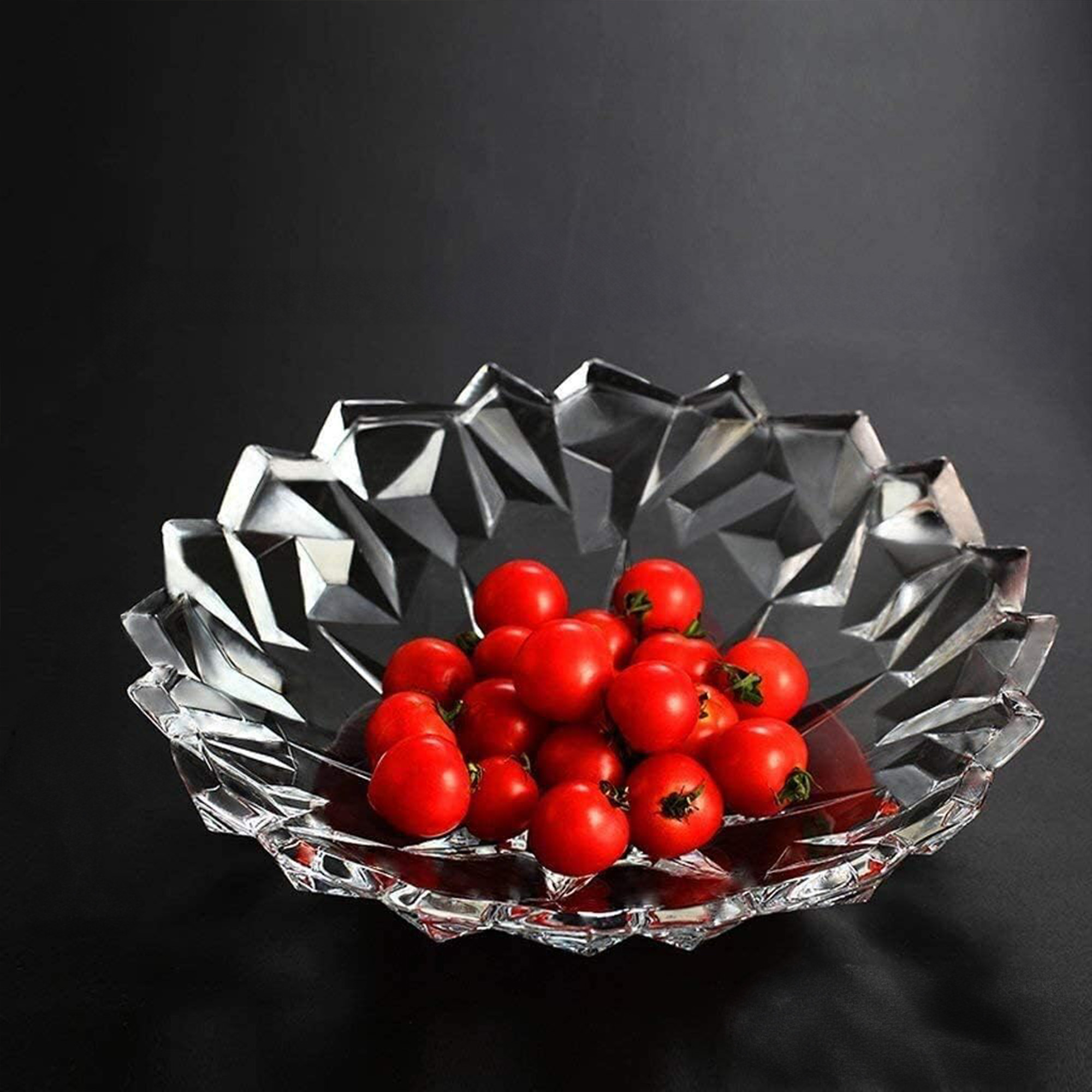 OWOCARKA KRYSZTAŁOWA 33,5CM ELEGANCKA MISA NA OWOCE NOWOCZESNA WZORZYSTA