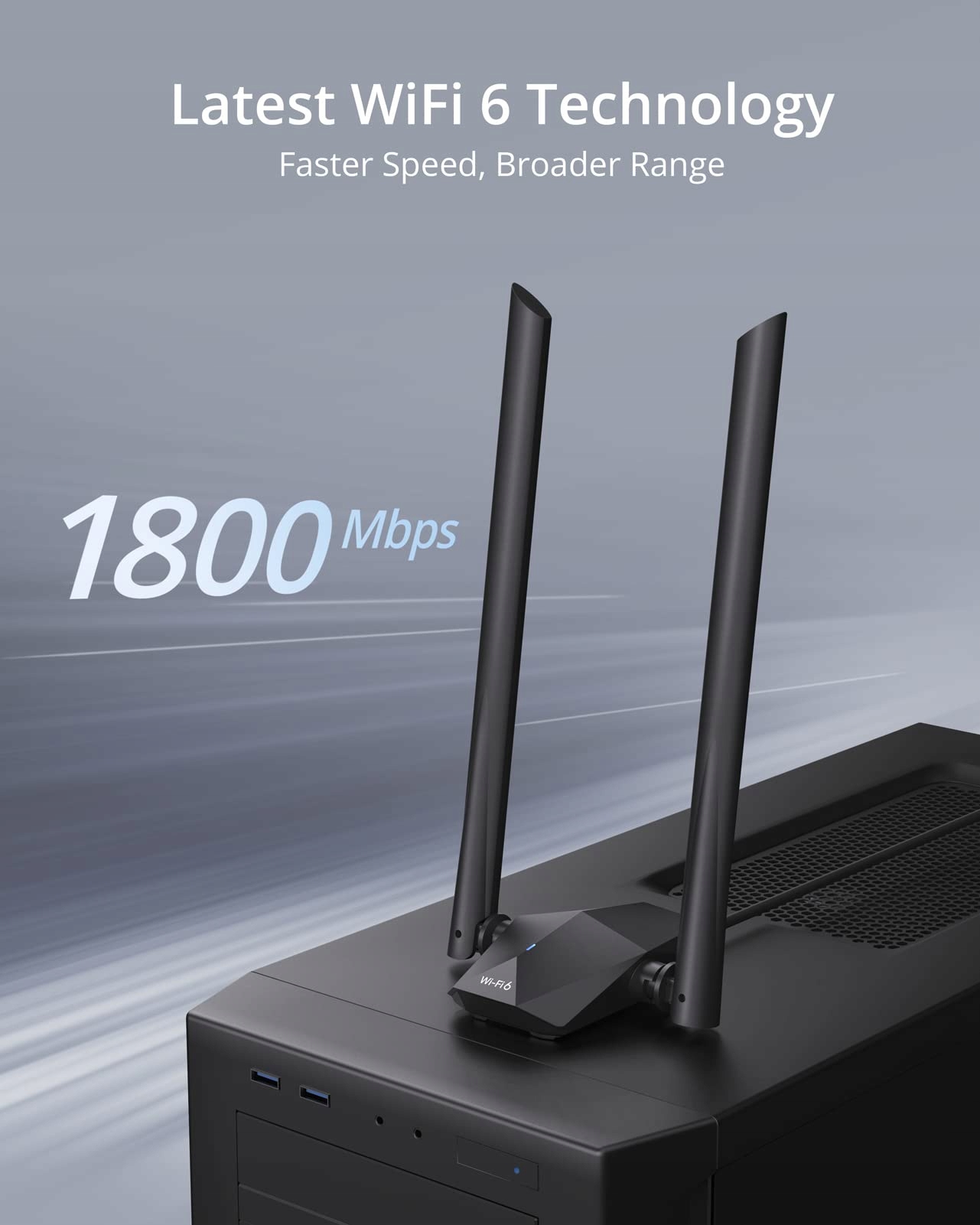BROSTREND AX1800 Adapter WiFi 6 USB Dwie Anteny 5dBi Windows 10/11 — miniatura 2