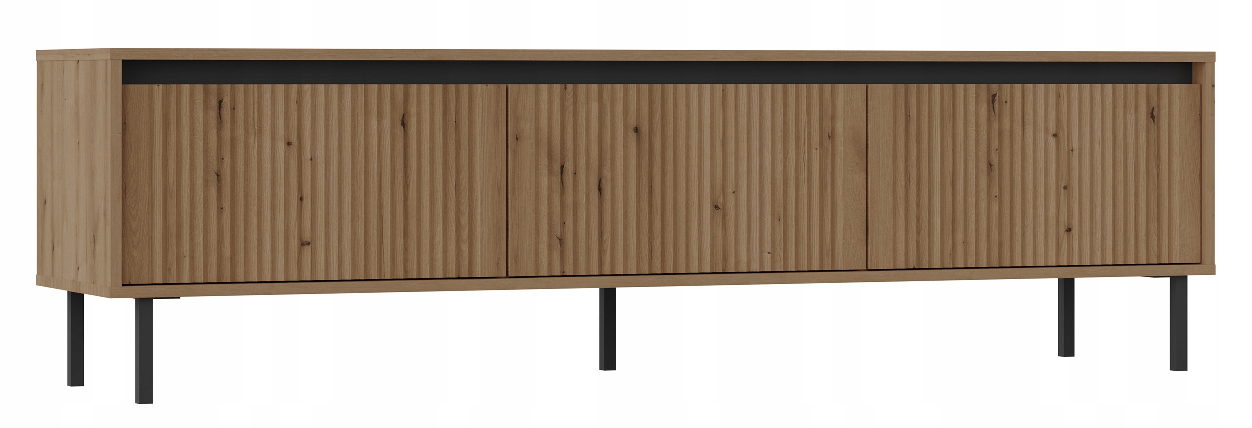 Rtv skříňka Osaka se třemi zásuvkami a rýhovanými čely 179 Cm dub evoke