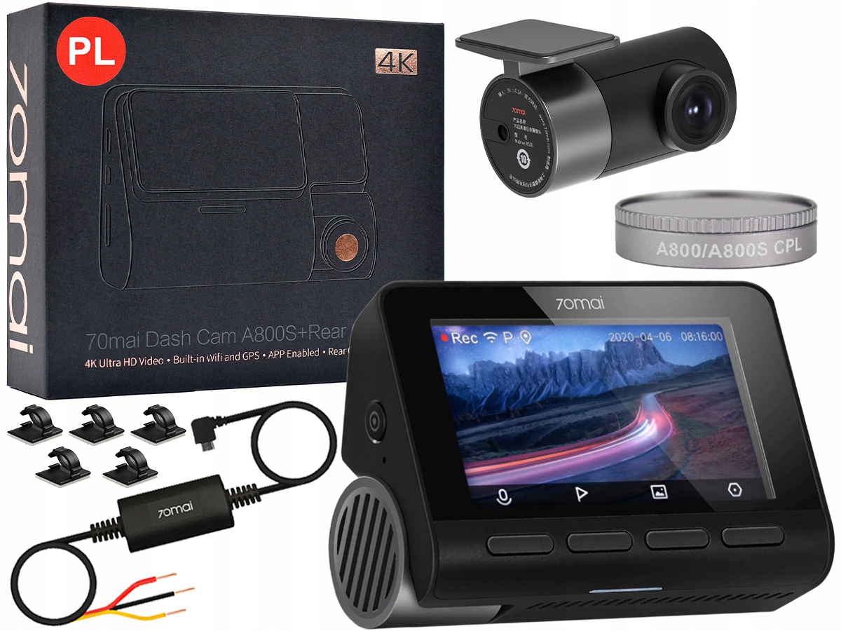 

Kamera 70mai A800S +RC06 filtr Cpl +adapter UP02