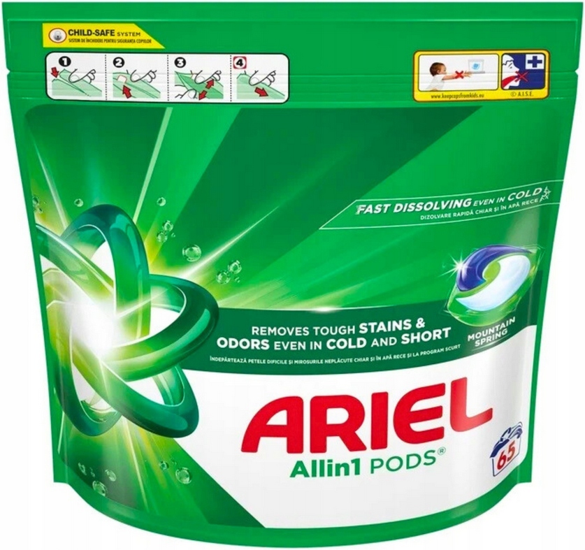 Levně Účinné kapsle na praní bílého prádla 3v1 All in One 65 ks Ariel