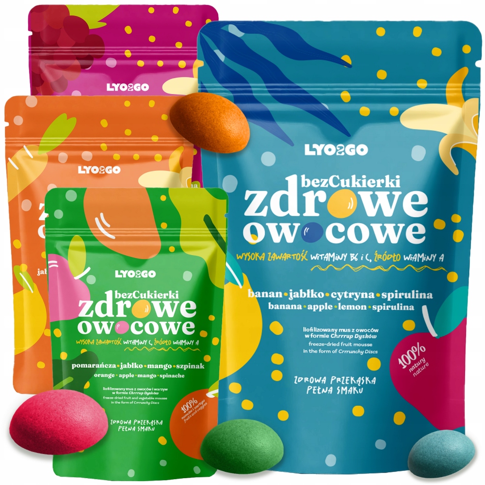 Levně Sada bezbonbónů 4x20g Pyré Ovocný Lyofilizovaný Dropsy Svačinka Cestování