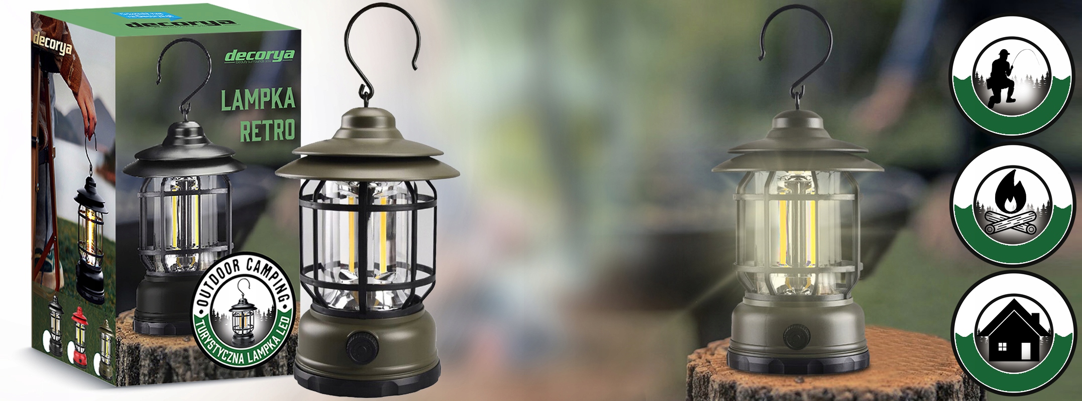 WISZĄCA STOJĄCA LAMPKA LED NA RYBY PO NAMIOT CAMPING W GÓRY AKUMULATOROWA Stan opakowania oryginalne