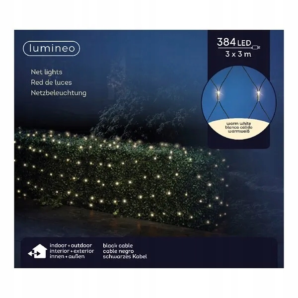 Lampy Sieťka na plot na stenu 384 Led vonkajšia 3 m x 3 m na budovu