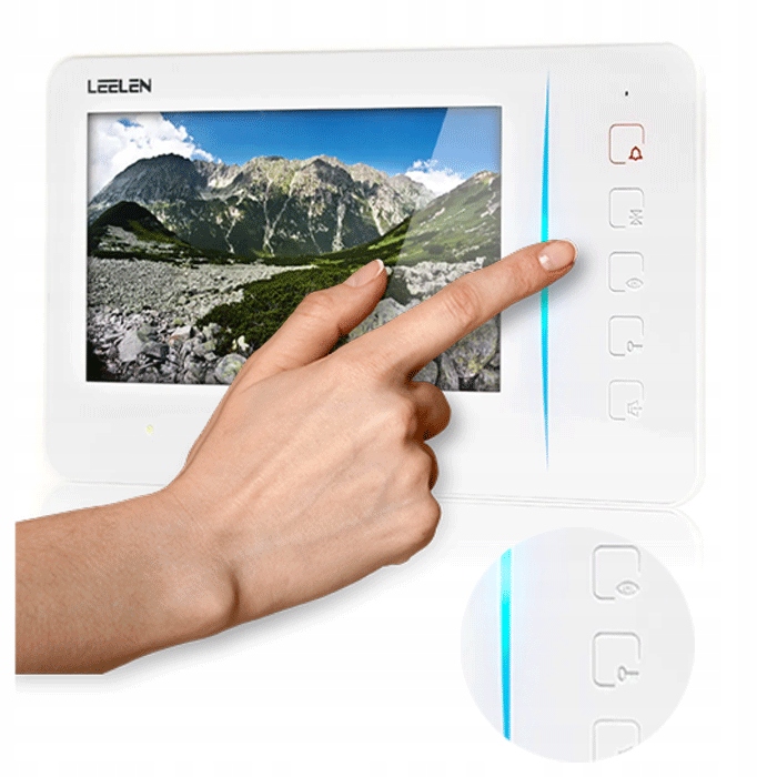 Monitor videovrátnika Leelen JB305 N60 7" obrazovka zvončeky Furtka Brána biela