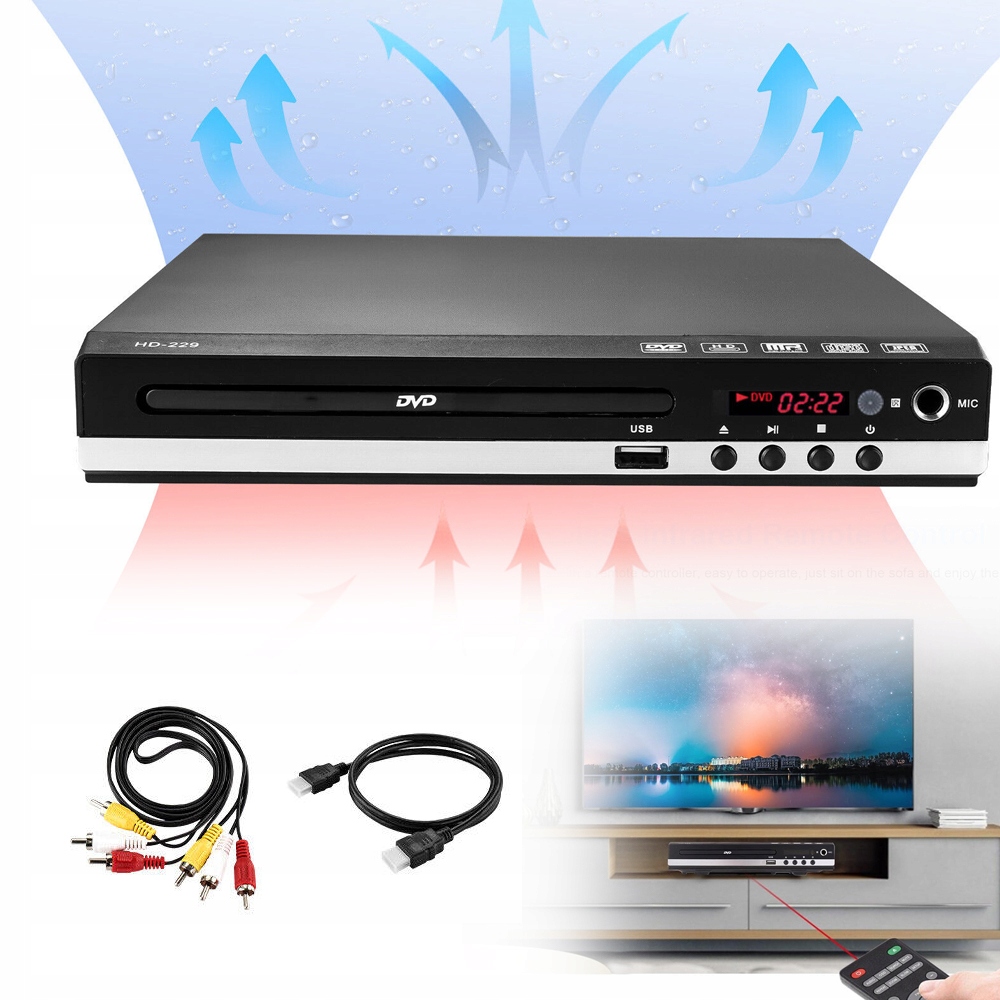 DVD Přehrávač, DVD Přehrávač Pro Televizi, DVD Přehrávač Bez Regionálního Omezení, Černý