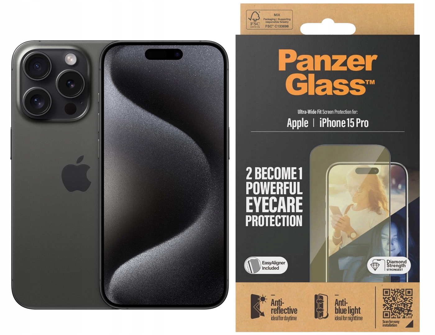 Panzerglass Tvrzené Sklo Ultra-Wide Fit EyeCare pro iPhone 15 Pro