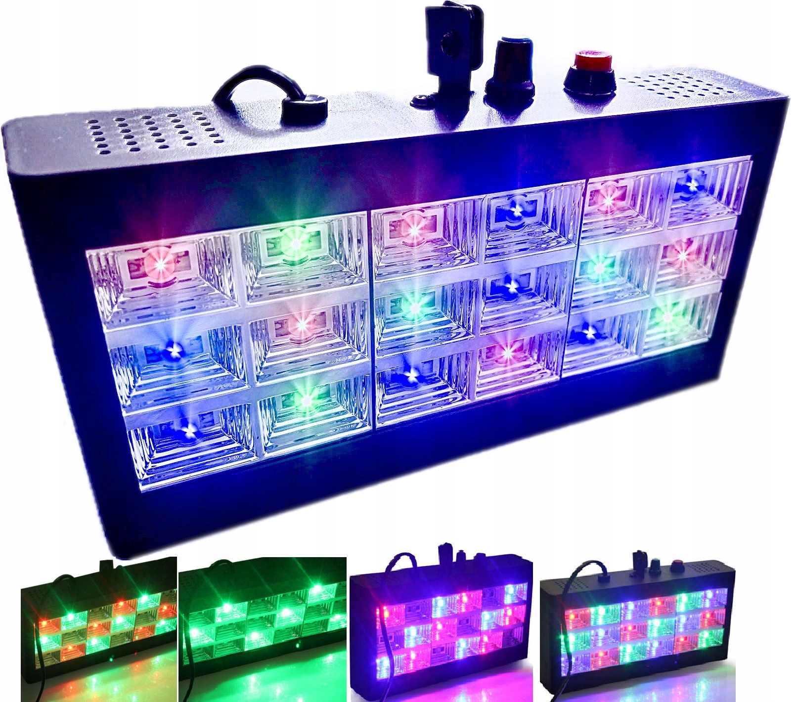 Kolorofon Stroboskop 3 Disco Reflektor 18 Led Rgb Czujnik Dźwięku