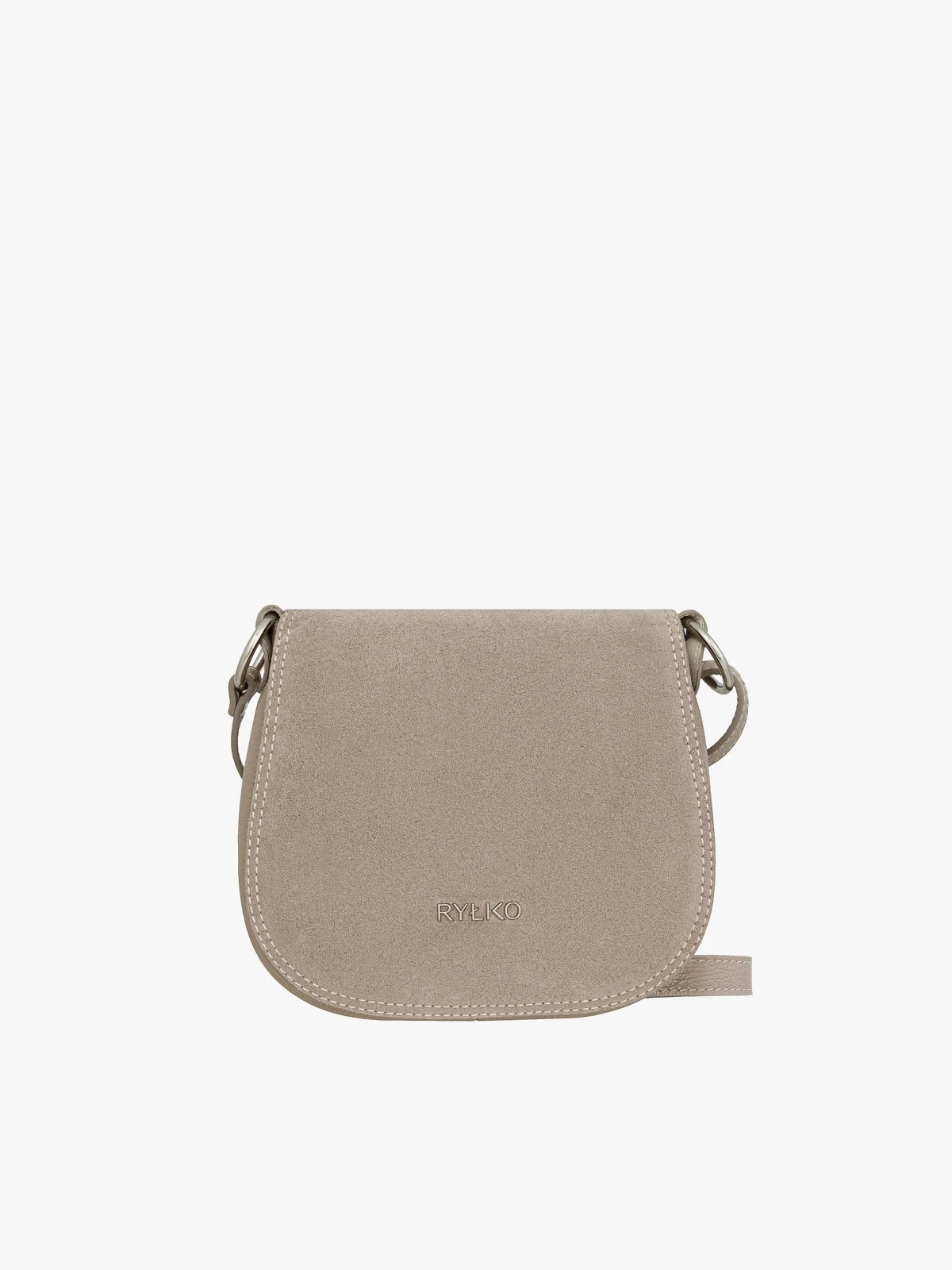 Ryłko damska torebka podkowa listonoszka skóra naturalna beżowa