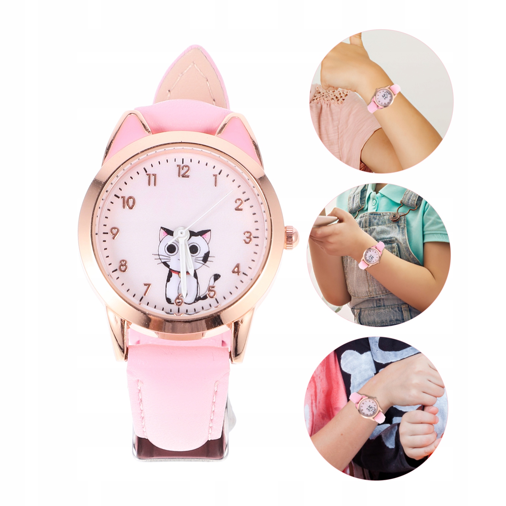 ZEGAREK DZIECIĘCY Z USZAMI KOTA - KOLOROWY, REGULOWANY