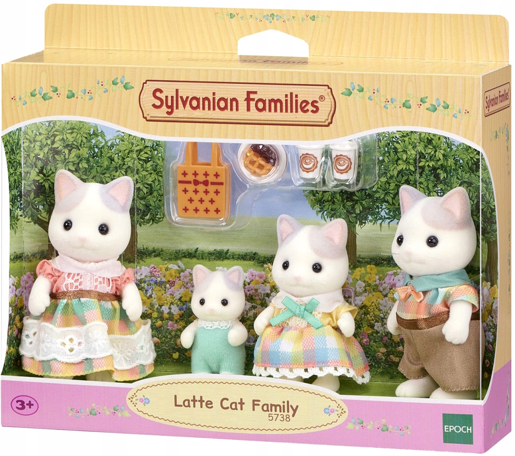 Zestaw figurek Sylvanian Families Latte Cat Family z akcesoriami 9 szt