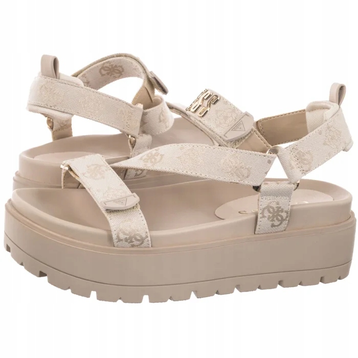 Dámské sandály na platformě Guess Fetta Fljftt Cream Béžové