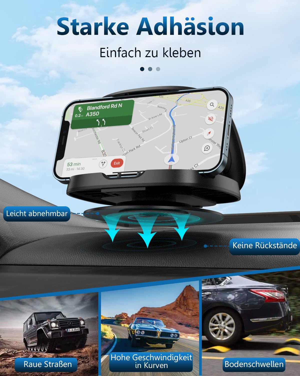 JOYEKY Uchwyt Samochodowy Na Telefon 360 Stopni Do iPhone Androidy — miniatura 3