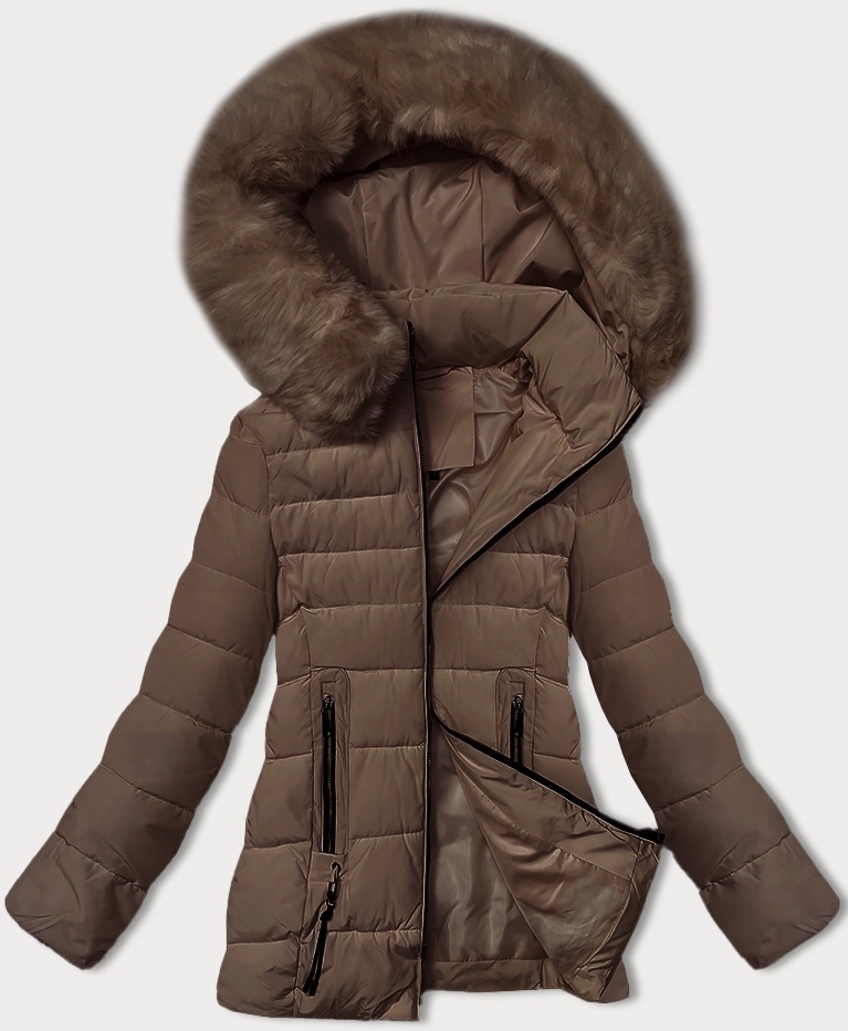 Prošívaná Bunda S Kapucí B8301 Kakao L (40)