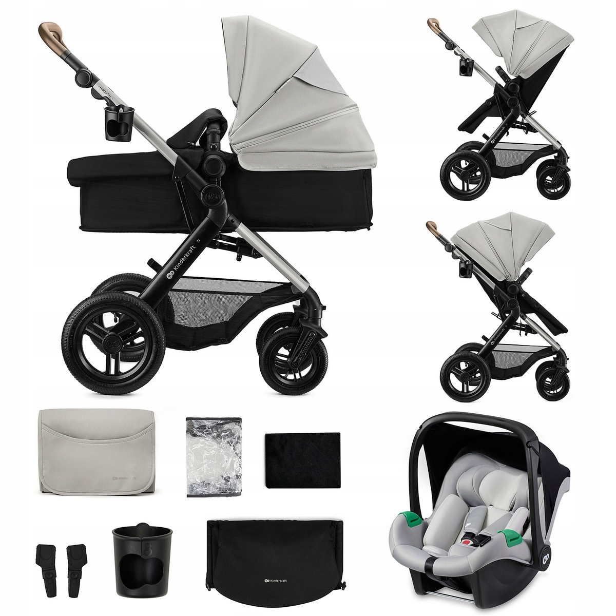 Kinderkraft wózek wielofunkcyjny Moov 2 XL 3w1 Fotelik Grey