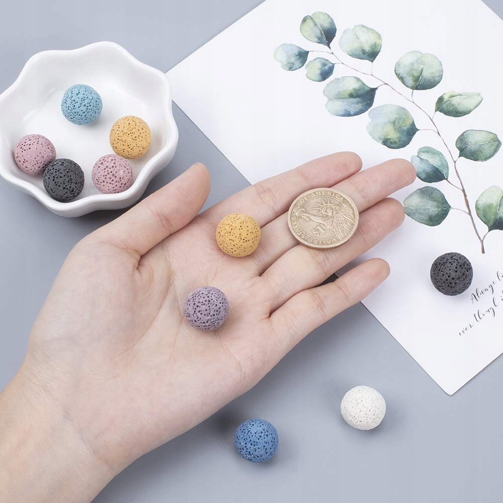 NBEADS Naturalne Perły Lawowe 15.5mm Do Aromaterapii Naszyjniki — miniatura 3