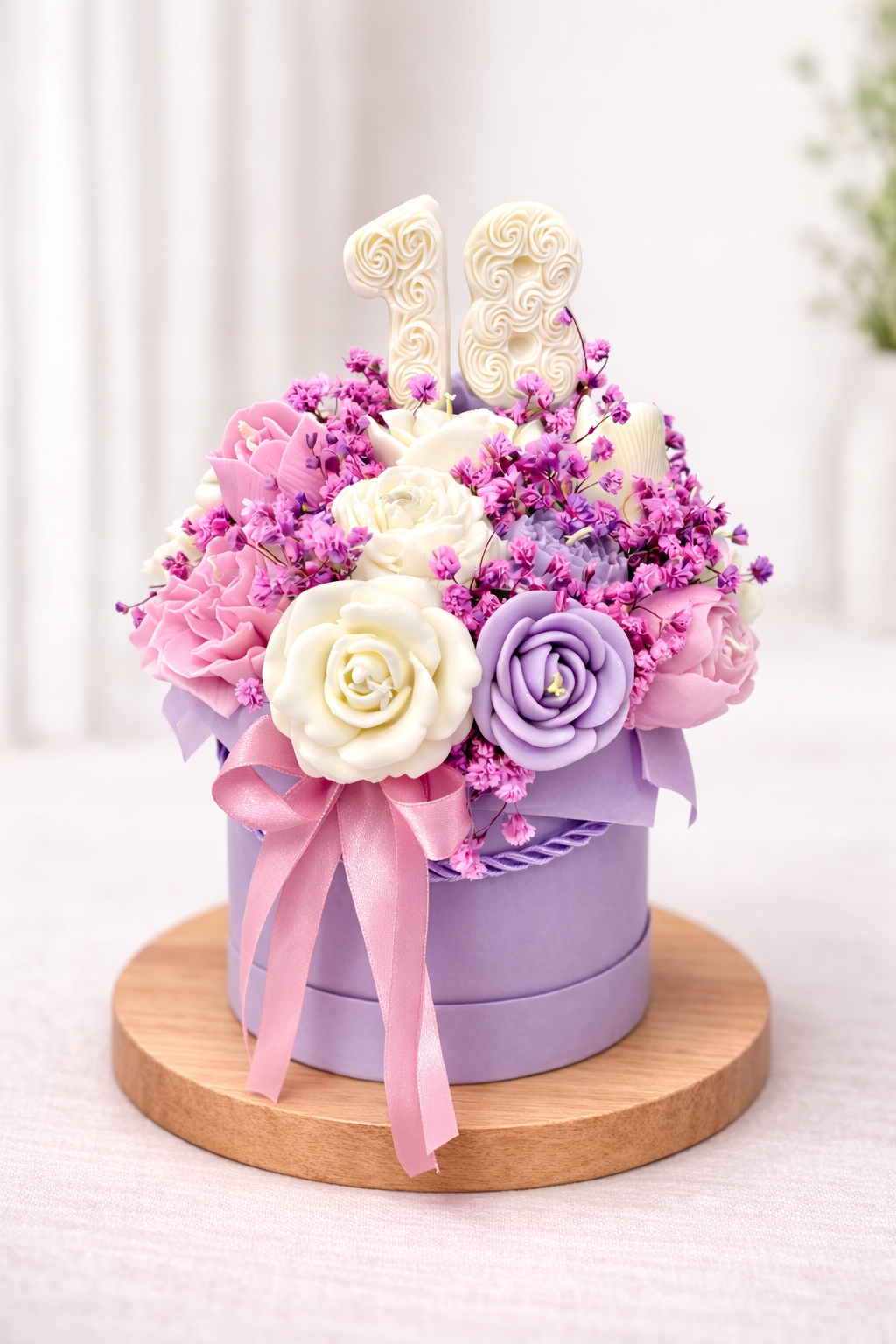 Flower Box Sójové svíčky Dárek Narozeniny Jmeniny Věčná kytice