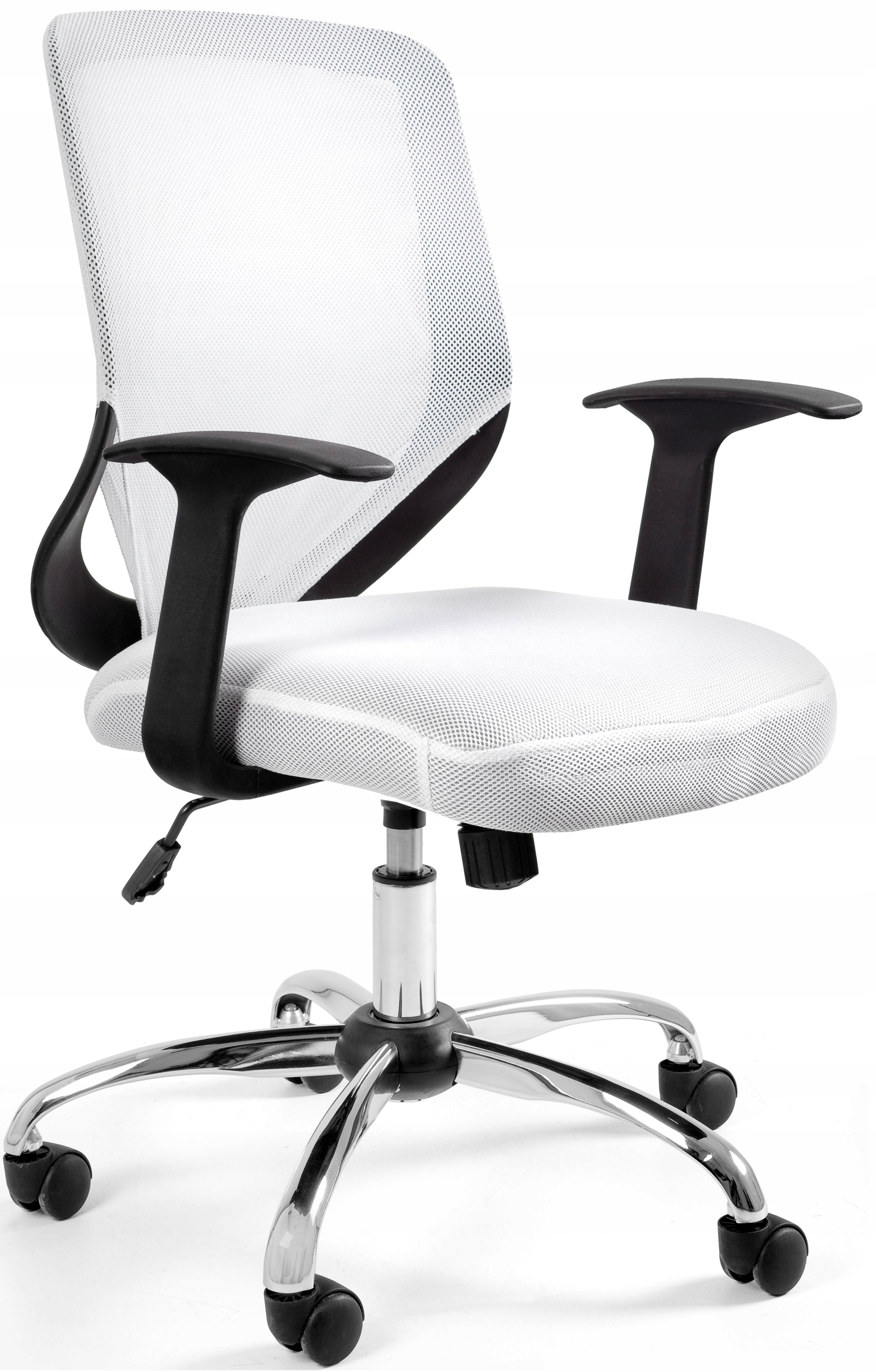 Fotel Biurowy Tommy Biały Obrotowy Siatka Pracowniczy Tkanina Niski 130kg